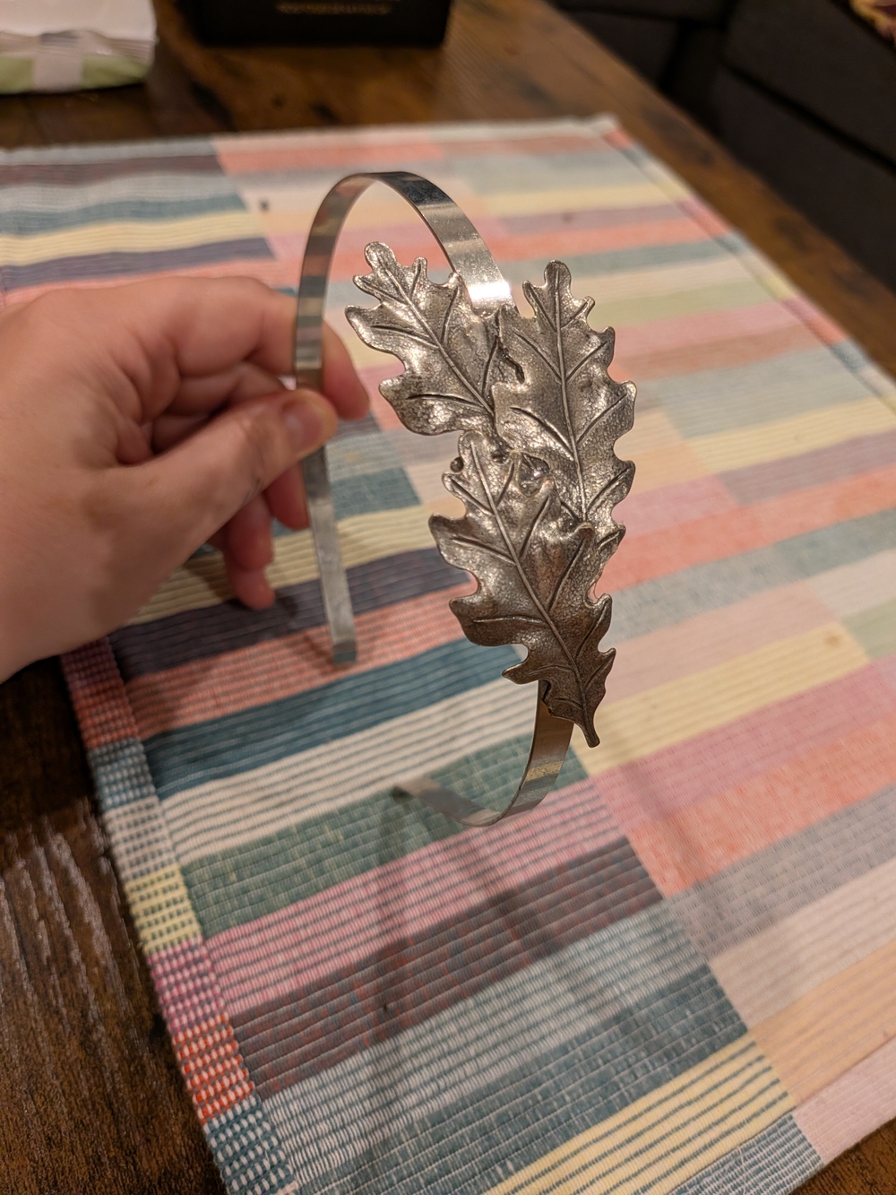 Silver Oak Leaf Metal Headband